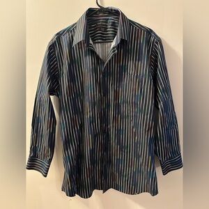 Paul Fredrick Rainbow Striped Button Down Shirt